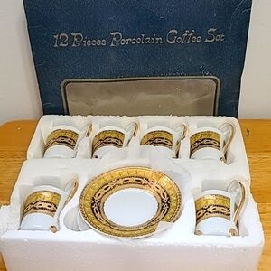 Fine Porcelain Demitasse Set for Six